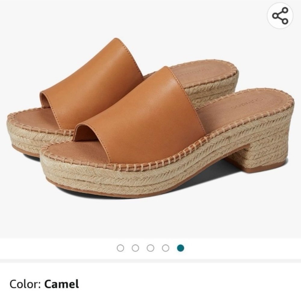 Soludos Laguna Camel Tan Leather Espadrille Heeled Mule Sandals Size 10 NWOT!